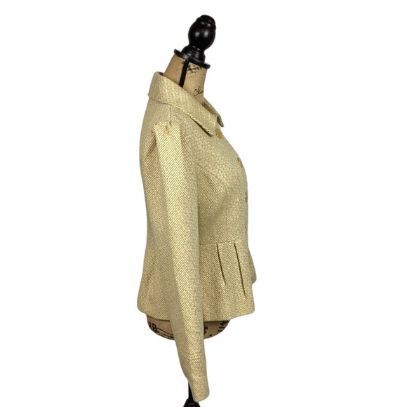 Tabitha Wool Blend Herringbone Blazer Gold Womens 8 - Picture 3 of 13